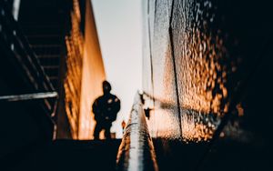 Preview wallpaper silhouette, stairs, sunset, dark