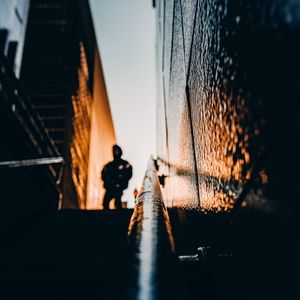 Preview wallpaper silhouette, stairs, sunset, dark