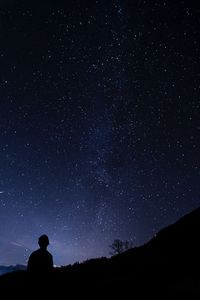 Preview wallpaper silhouette, starry sky, man, night