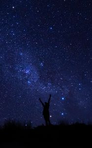 Preview wallpaper silhouette, starry sky, night, dark