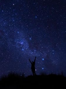 Preview wallpaper silhouette, starry sky, night, dark