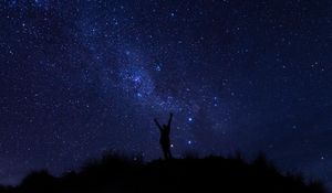 Preview wallpaper silhouette, starry sky, night, dark
