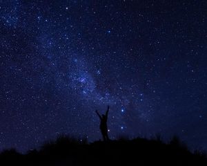 Preview wallpaper silhouette, starry sky, night, dark