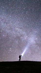 Preview wallpaper silhouette, starry sky, stars, shine, night