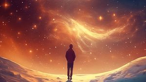 Preview wallpaper silhouette, stars, space, glow, art