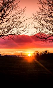Preview wallpaper silhouette, sunset, alone, solitude, horizon