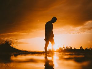 Preview wallpaper silhouette, sunset, dark, twilight, sunlight