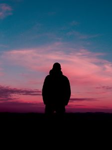 Preview wallpaper silhouette, sunset, horizon, alone, solitude