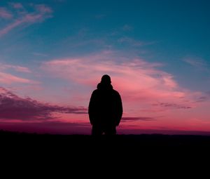 Preview wallpaper silhouette, sunset, horizon, alone, solitude