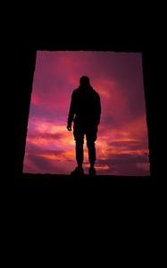 Preview wallpaper silhouette, sunset, lonely, loneliness