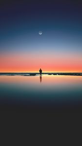 Preview wallpaper silhouette, sunset, ocean, horizon, loneliness, kalaloch, united states