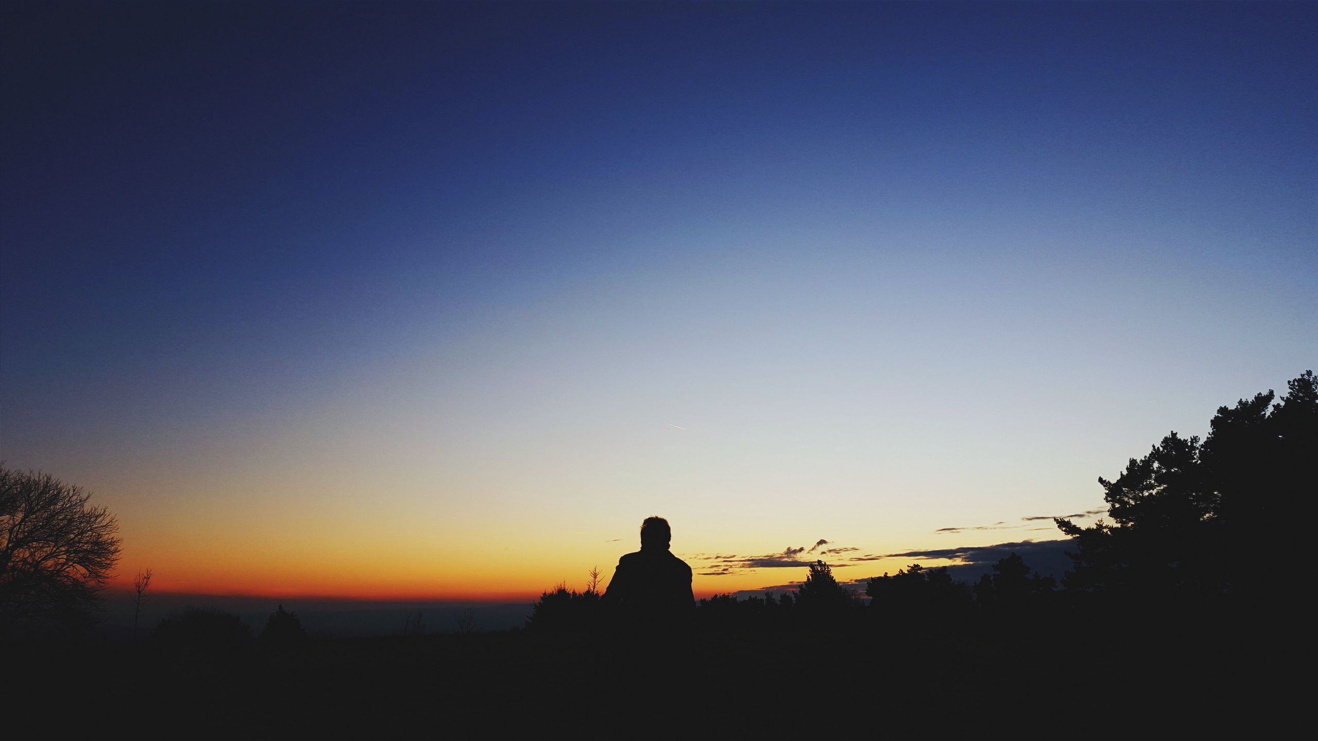 Download wallpaper 2560x1440 silhouette, sunset, sky widescreen 16:9 hd ...