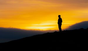Preview wallpaper silhouette, sunset, sky, loneliness, solitude