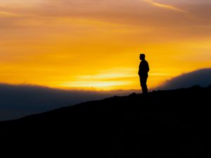 Preview wallpaper silhouette, sunset, sky, loneliness, solitude
