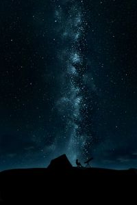 Preview wallpaper silhouette, telescope, starry sky, night, dark