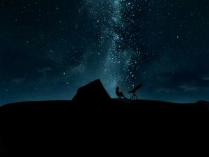Preview wallpaper silhouette, telescope, starry sky, night, dark