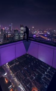 Preview wallpaper silhouette, top view, city, skyscrapers