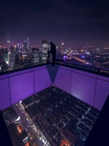 Preview wallpaper silhouette, top view, city, skyscrapers