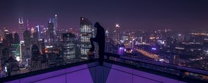 Preview wallpaper silhouette, top view, city, skyscrapers