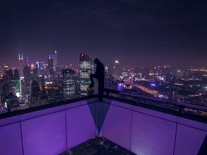 Preview wallpaper silhouette, top view, city, skyscrapers