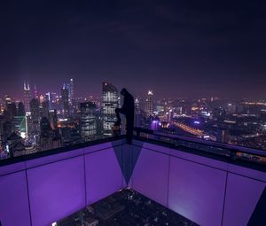 Preview wallpaper silhouette, top view, city, skyscrapers