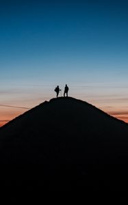 Preview wallpaper silhouette, travel, hill, sunset, sky