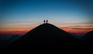 Preview wallpaper silhouette, travel, hill, sunset, sky