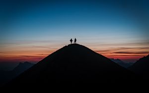 Preview wallpaper silhouette, travel, hill, sunset, sky