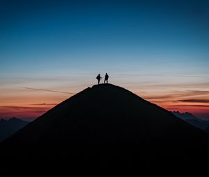 Preview wallpaper silhouette, travel, hill, sunset, sky
