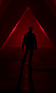 Preview wallpaper silhouette, triangles, red, dark, black