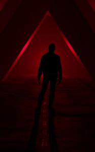 Preview wallpaper silhouette, triangles, red, dark, black
