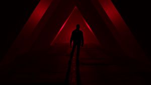 Preview wallpaper silhouette, triangles, red, dark, black