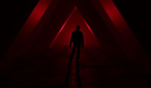 Preview wallpaper silhouette, triangles, red, dark, black