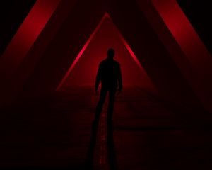 Preview wallpaper silhouette, triangles, red, dark, black