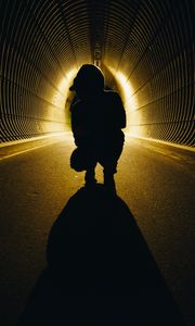 Preview wallpaper silhouette, tunnel, dark, shadow, light