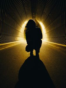 Preview wallpaper silhouette, tunnel, dark, shadow, light