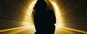 Preview wallpaper silhouette, tunnel, dark, shadow, light