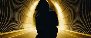 Preview wallpaper silhouette, tunnel, dark, shadow, light