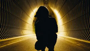 Preview wallpaper silhouette, tunnel, dark, shadow, light