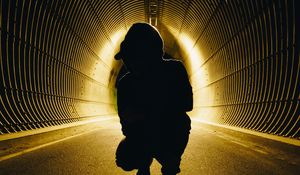 Preview wallpaper silhouette, tunnel, dark, shadow, light