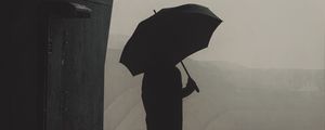 Preview wallpaper silhouette, umbrella, pipes, art