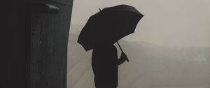 Preview wallpaper silhouette, umbrella, pipes, art