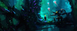 Preview wallpaper silhouette, underwater world, jellyfish, art
