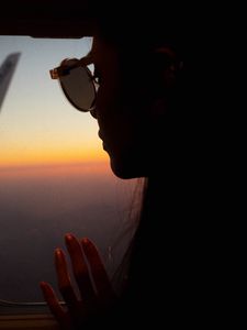 Preview wallpaper silhouette, window, porthole, flight