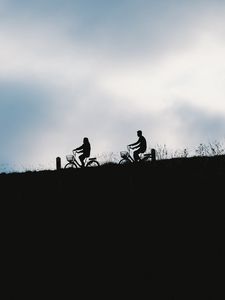 Preview wallpaper silhouettes, bicycle, horizon, sky