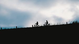 Preview wallpaper silhouettes, bicycle, horizon, sky