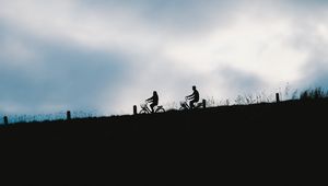 Preview wallpaper silhouettes, bicycle, horizon, sky