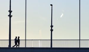 Preview wallpaper silhouettes, bridge, minimalism, walk