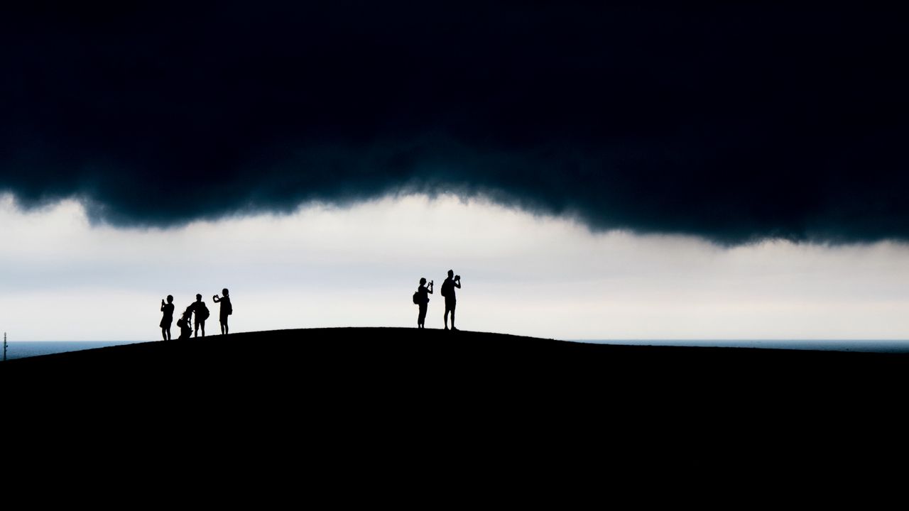 Wallpaper silhouettes, clouds, dark, sky