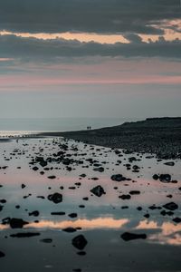 Preview wallpaper silhouettes, coast, stones, fog